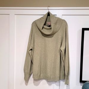 Philosophy 2X Cowl Neck Sweater, Light Khaki